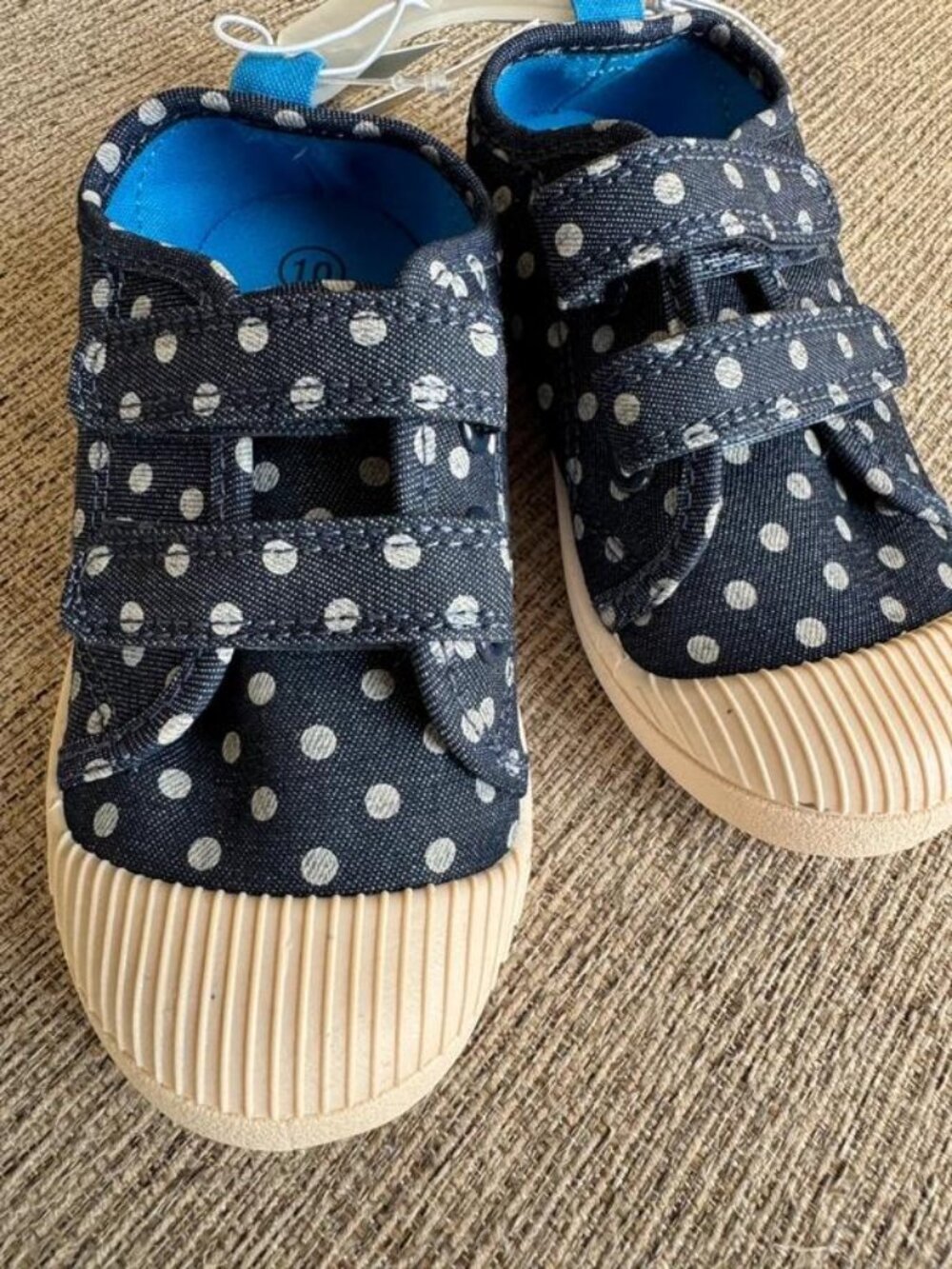 Cat & Jack Girls Navy Polka Dot Velcro Sneakers